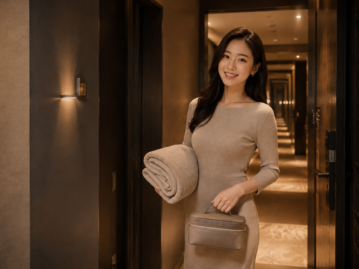 서울 신사동 방문 홈케어 일정을 준비하는 젊은 성인 한국 여성 관리사
